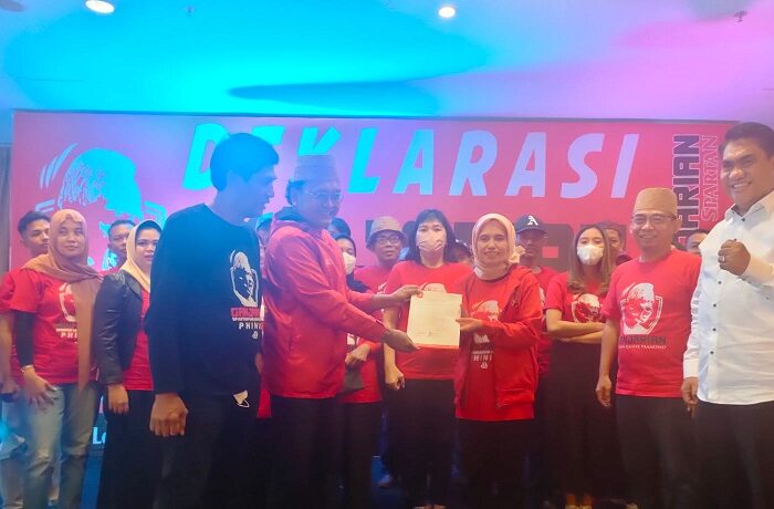 deklarasi relawan Ganjarian di Swissbell Hotel, Jalan Pasar Ikan, Sabtu 18 Maret 2023.